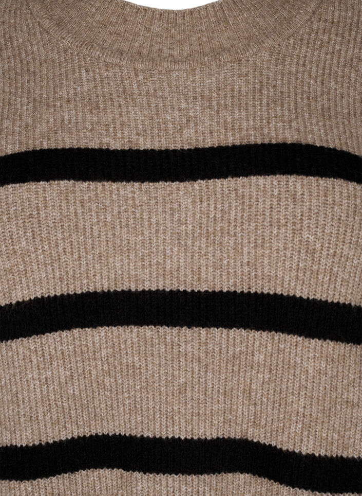 Gebreide jurk met lange mouwen en strepen, Desert Taupe Comb, Packshot image number 2
