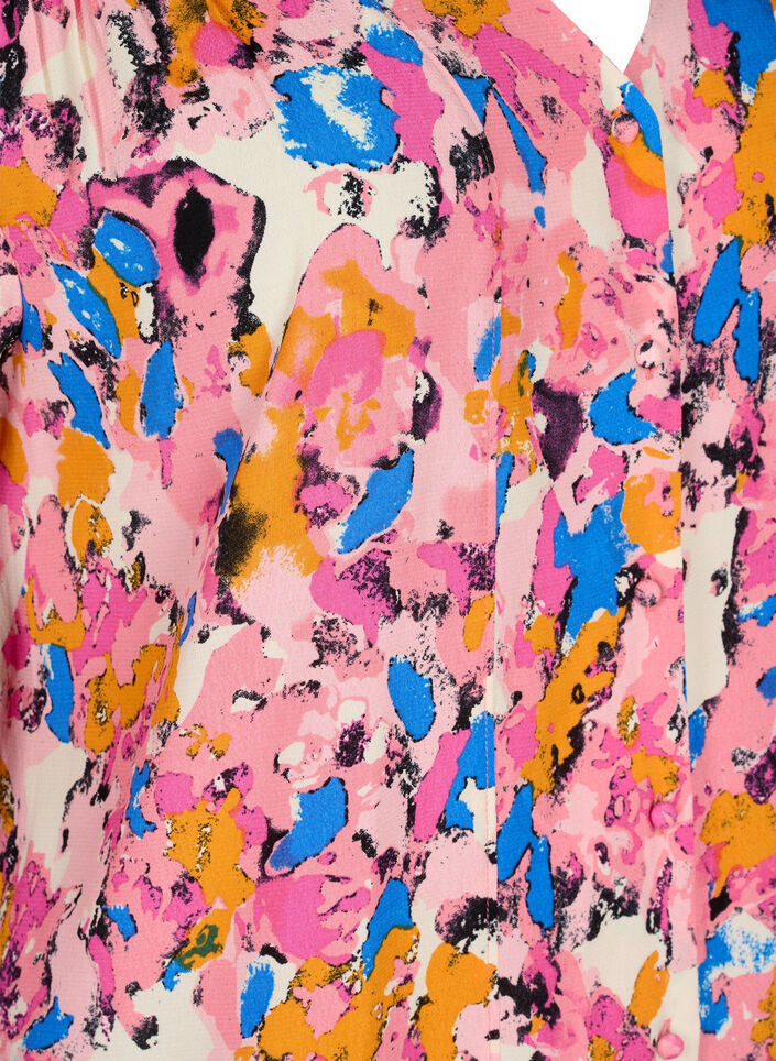 Lang overhemd met opdruk in viscose, Rosebloom GraphicAOP, Packshot image number 2