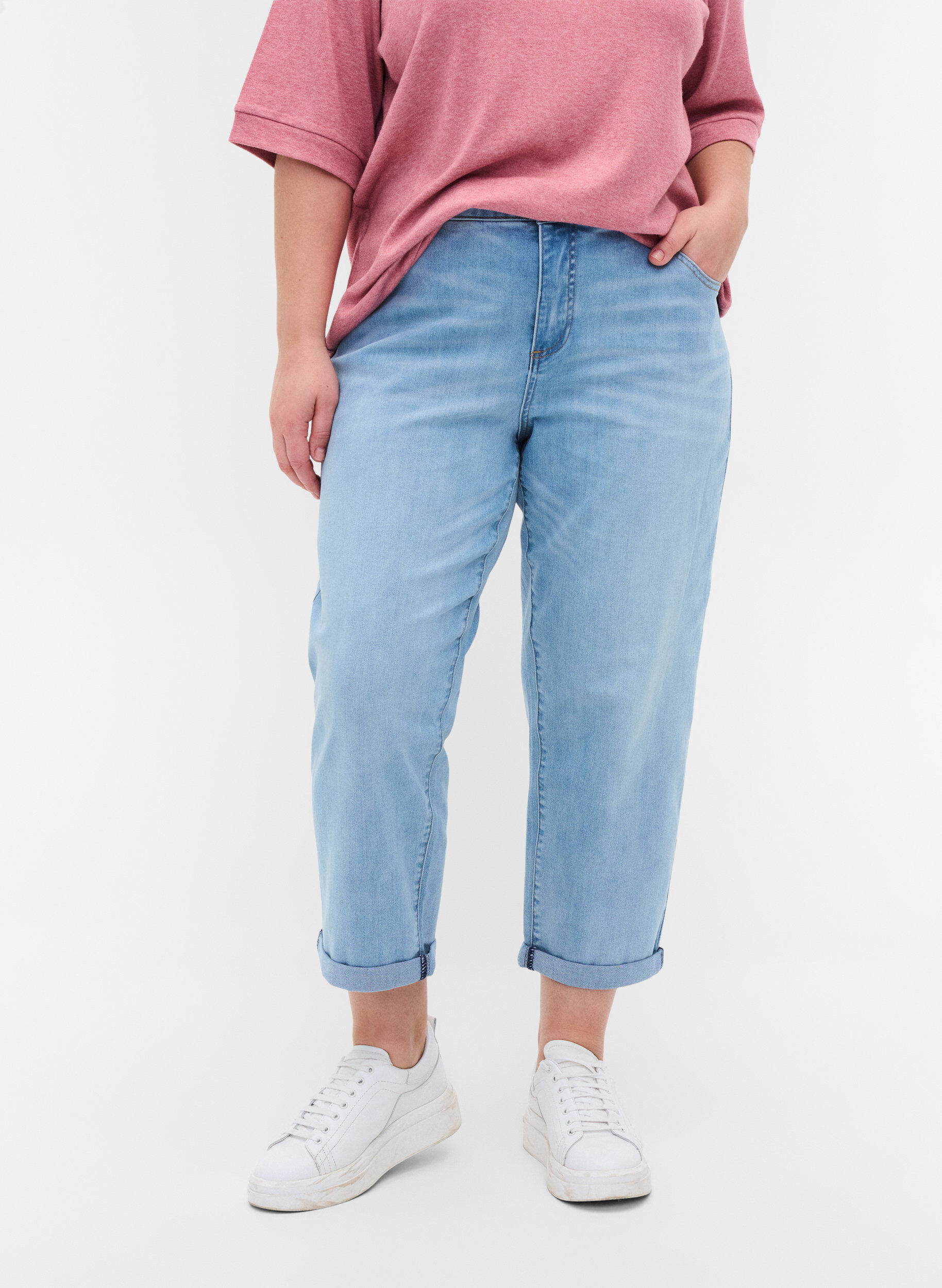 Zizzi 7/8 jeans met hoge taille, Blauw, Model image number 2