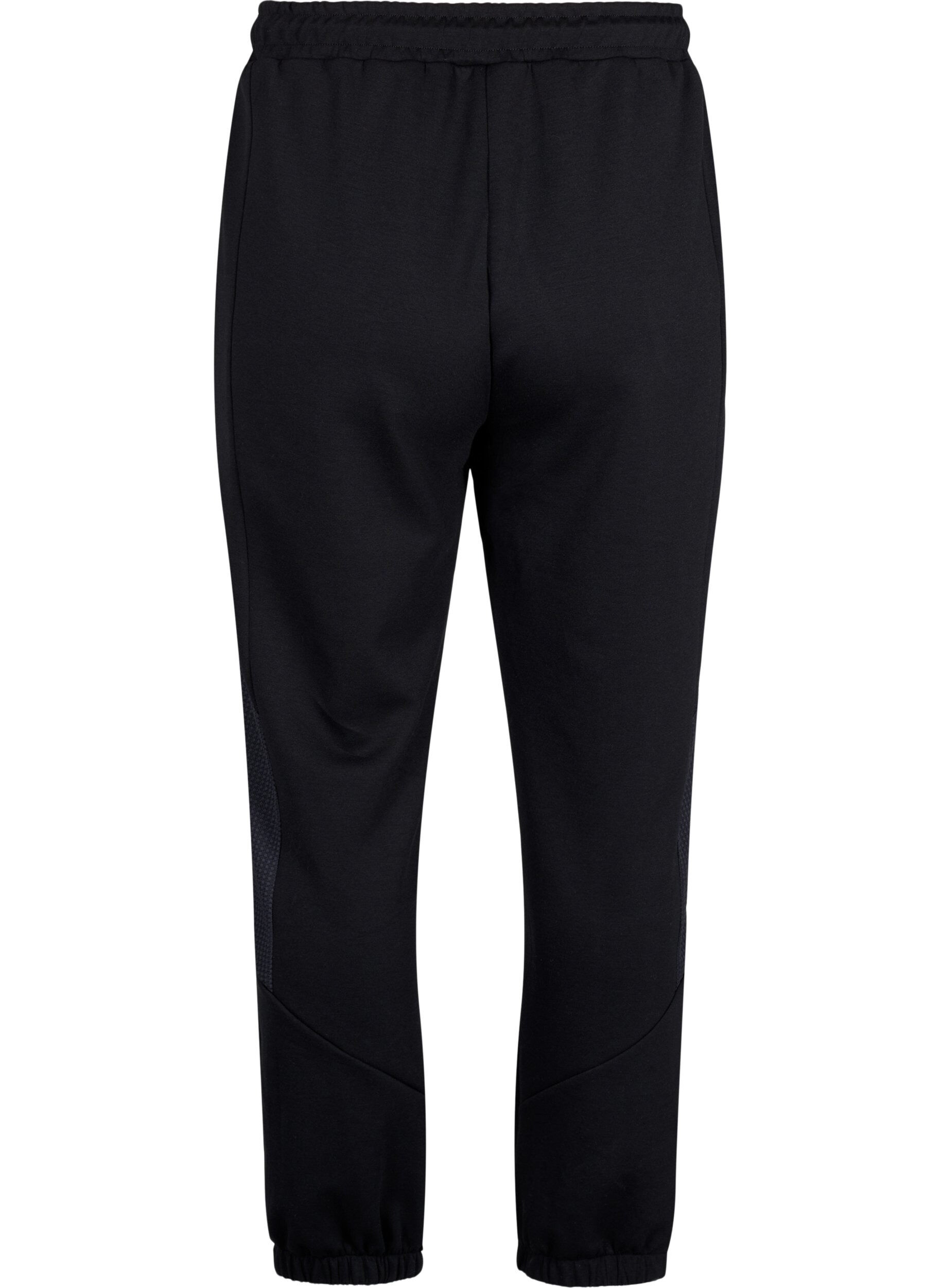 Zizzi Joggingbroek met textuurdetaillering, Black, Packshot image number 1