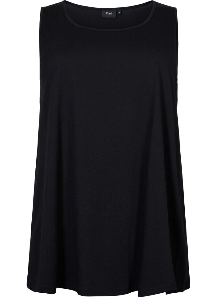 Katoenen top met a-vorm, Zwart, Packshot image number 0