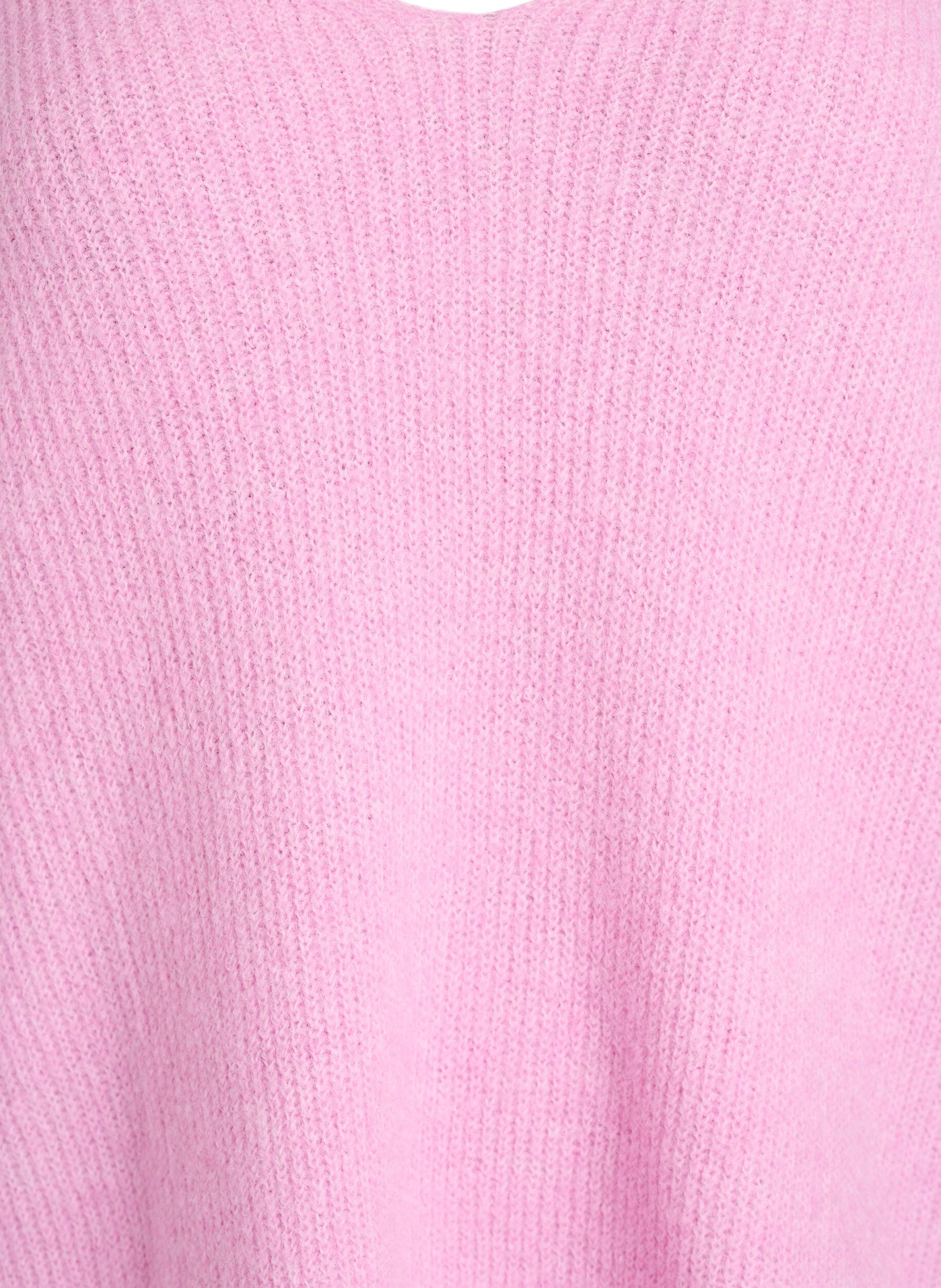 ZizziGebreide blouse met V-hals en raglanmouwen, Roze, Packshot image number 2