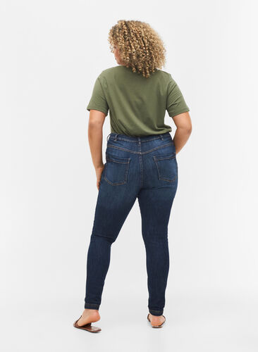 Super slim Amy jeans met hoge taille, Dark blue, Model image number 0