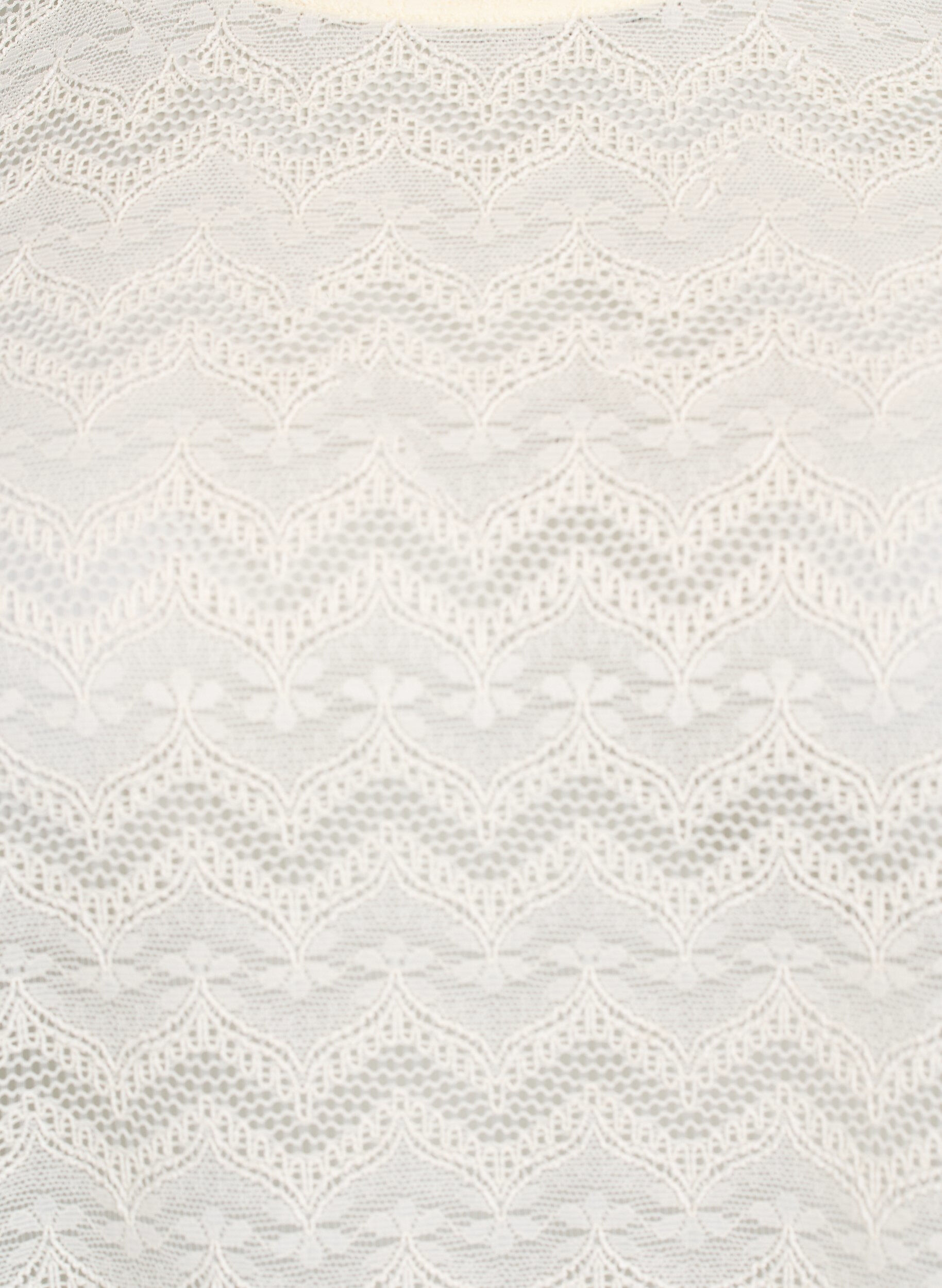 Zizzi Kantblouse met korte mouwen en gegolfde zoom, Vanille, Packshot image number 2