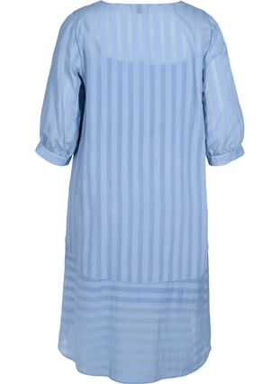 Viscose jurk met 3/4 mouwen en v-hals, Coronet Blue, Packshot image number 1