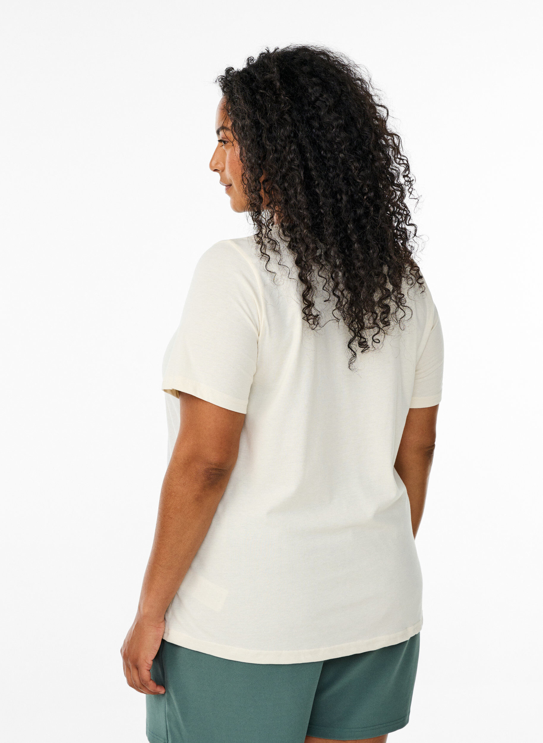 Zizzi FLASH - T-shirt met motief, Vanille, Model image number 2