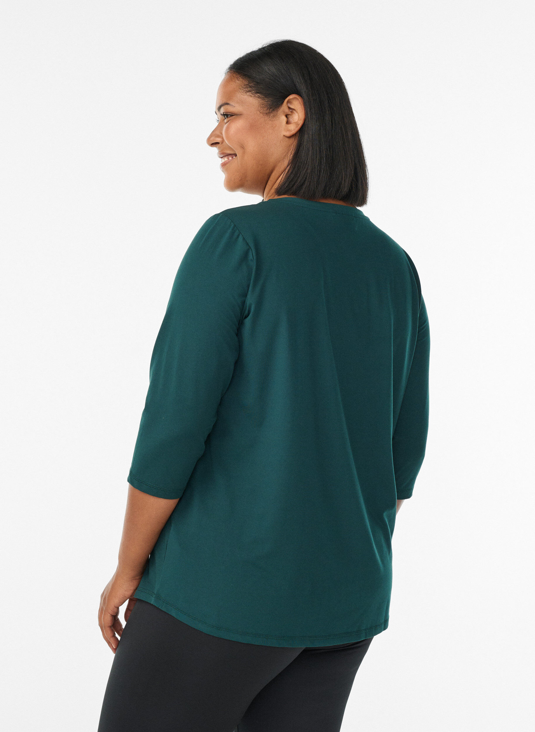 Zizzi Training blouse met 3/4 mouwen, Groen, Model image number 2