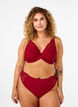 Microvezel string met kanten details, Rood, Model image number 0