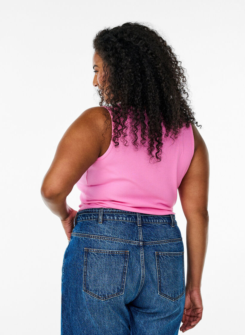 Tanktop met strass steentjes en slanke pasvorm, Roze, Model image number 2