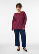 Jersey blouse met een golvende textuur, Rood, Model image number 1