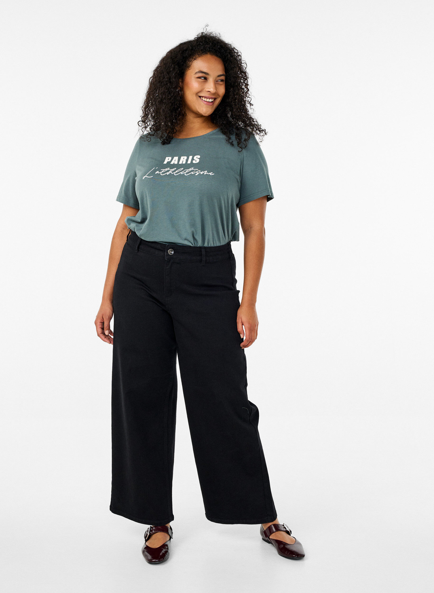 Zizzi FLASH - T-shirt met motief, Groen, Model image number 1