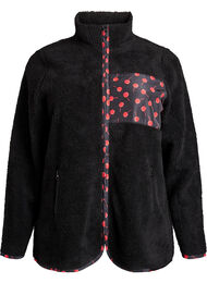Teddy-fleece jack met kersendetails, Zwart