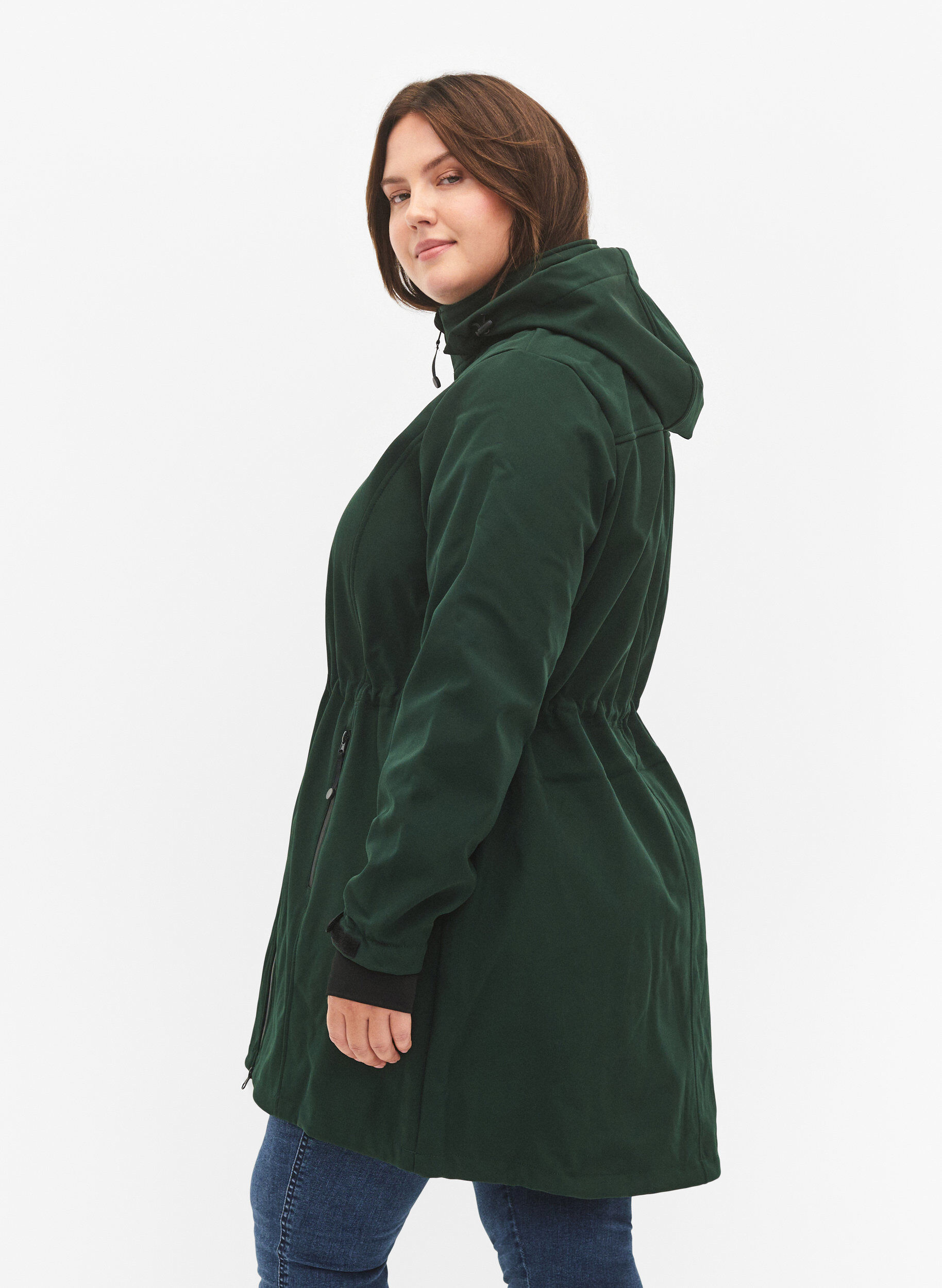 ZizziSoftshell jack met afneembare capuchon, Groen, Model image number 2