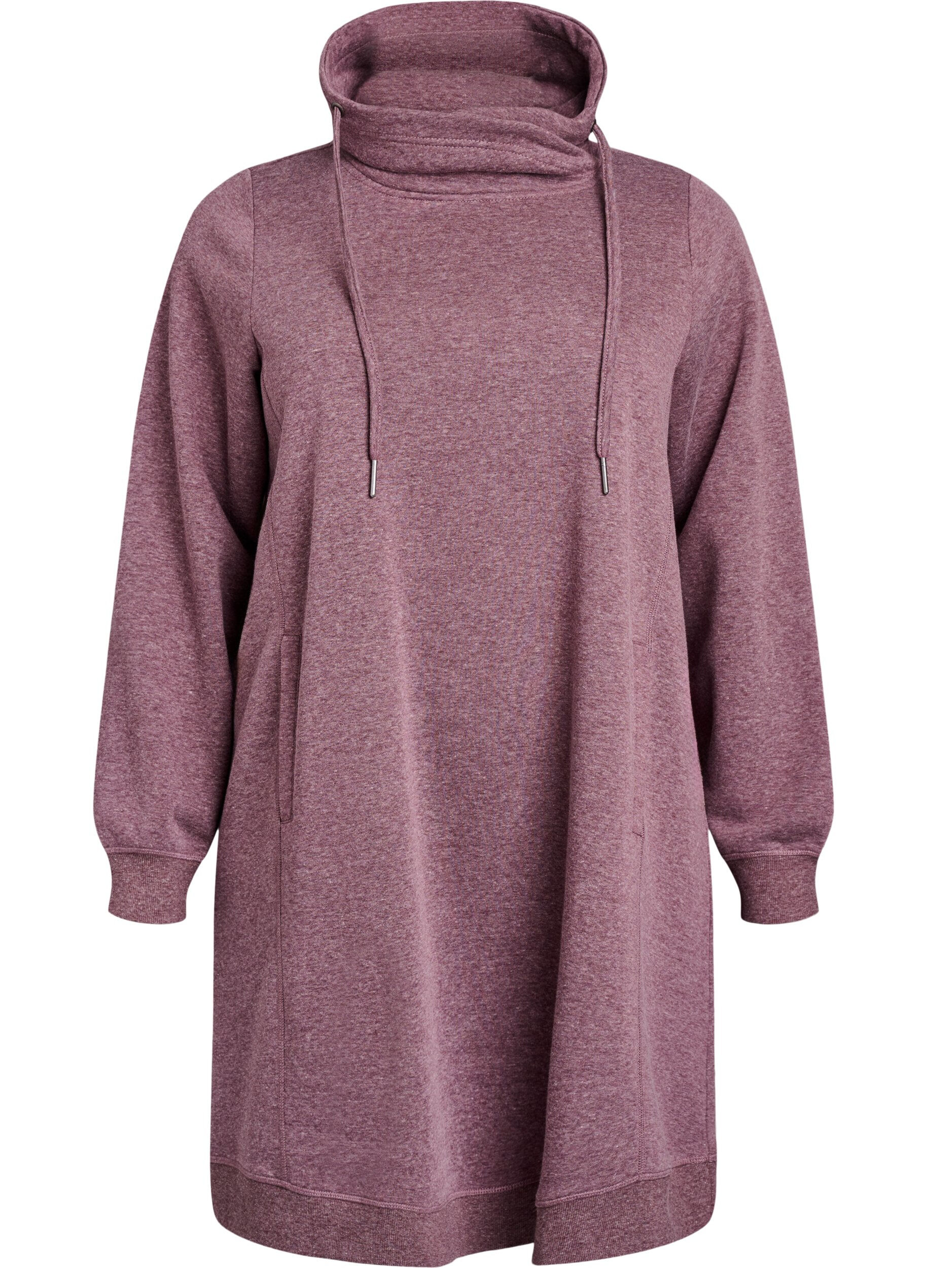 ZizziKort sweatshirt jurk met hoge kraag en zakken, Rood, Packshot image number 0