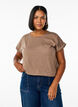 T-shirt met korte mouwen van katoenmix, Bruin, Model image number 0