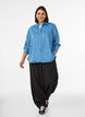 Denim blouse van lyocell met drukknopen, Blauw, Model image number 1