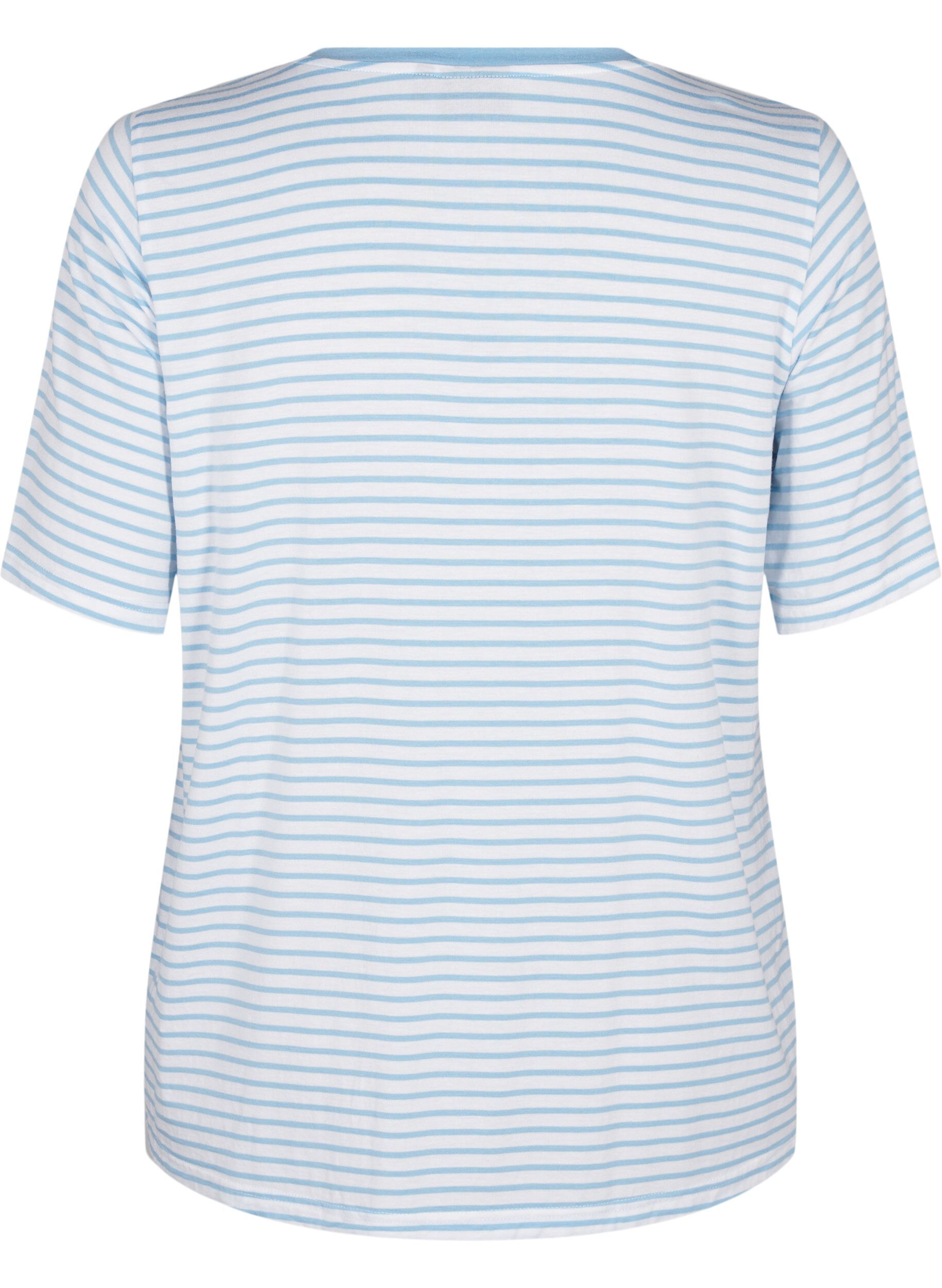 Zizzi Gestreept T-shirt van lyocell met ronde hals, Blauw, Packshot image number 1