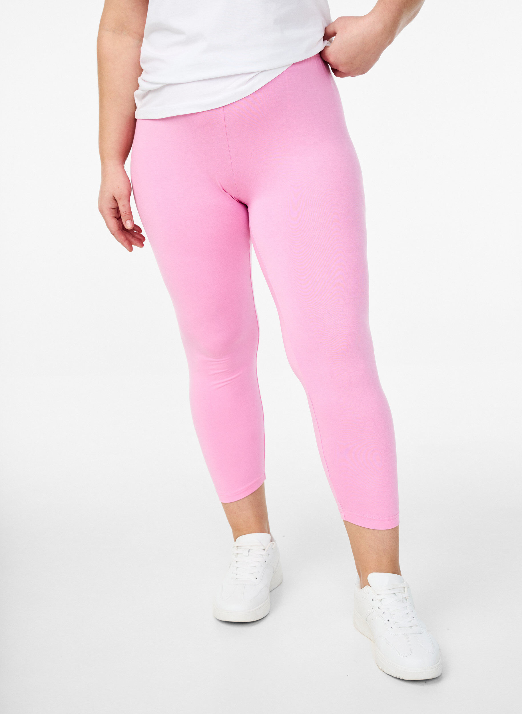 Zizzi Basic 3/4 legging in viscose, Roze, Model image number 0