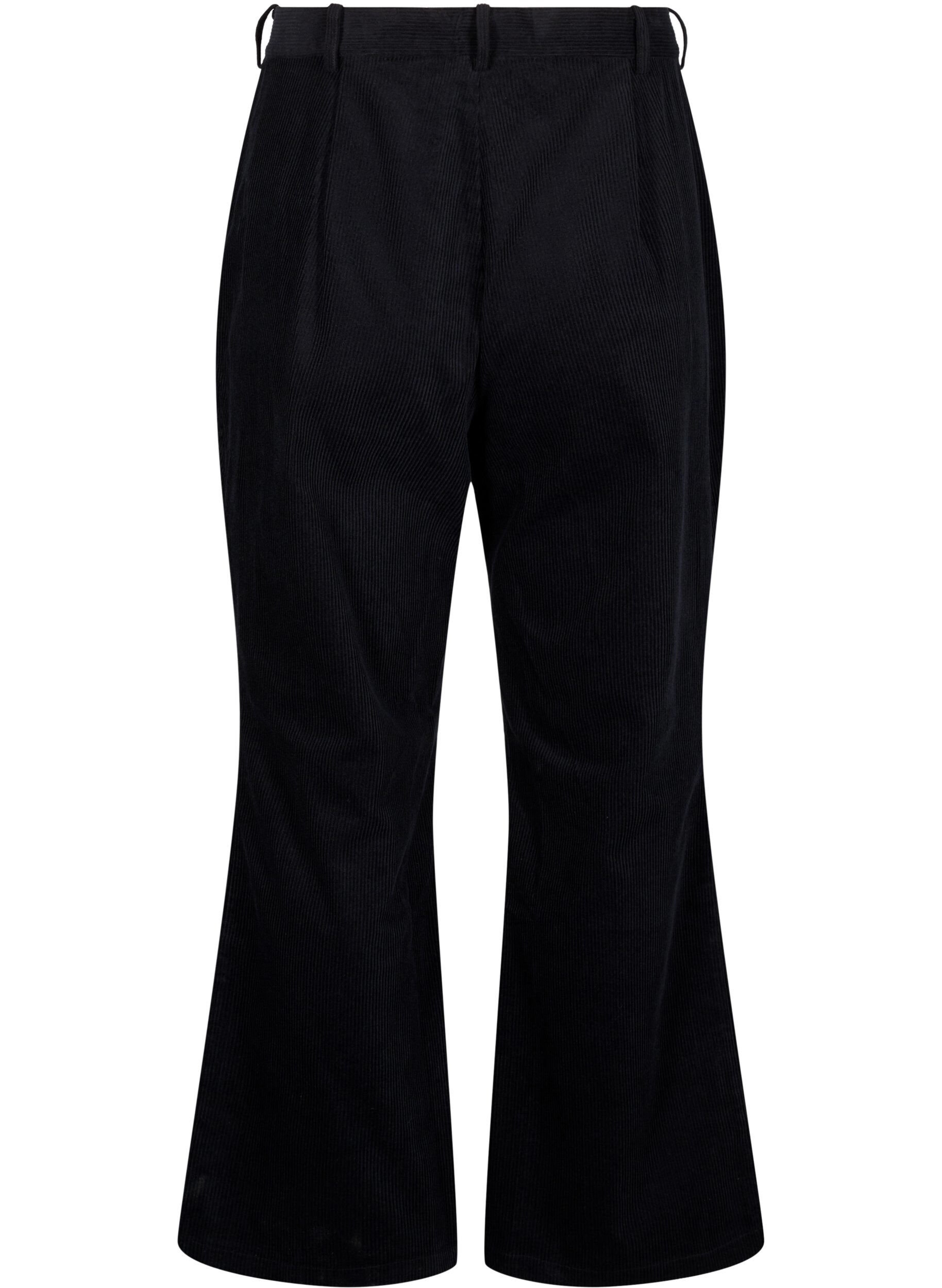 Zizzi Bootcut ribbroek met hoge taille, Zwart, Packshot image number 1