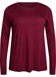 Blouse met lange mouwen van wol en viscose, Donker Bordeaux