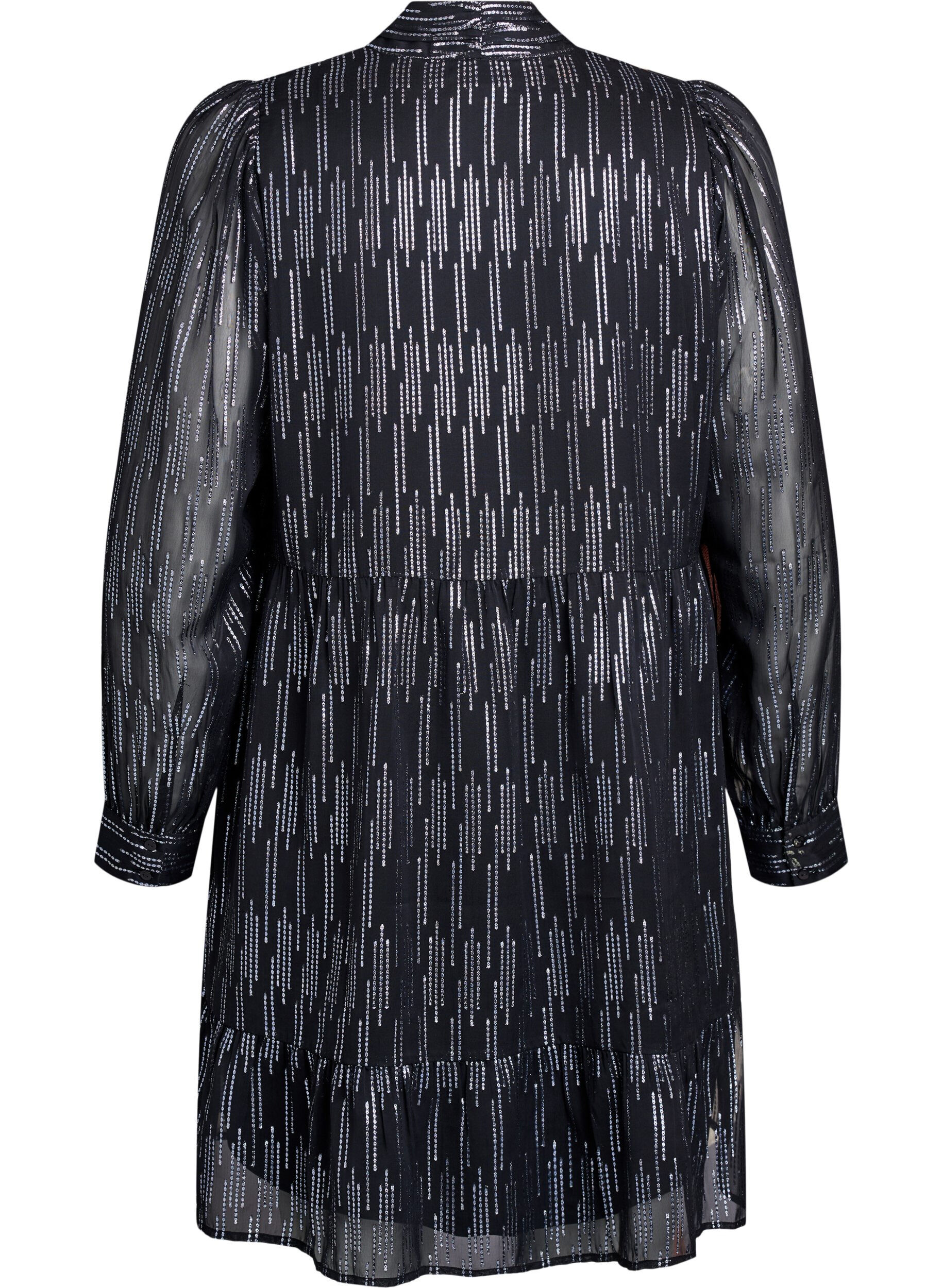 Zizzi Korte feestjurk met glitterpatroon, Zwart, Packshot image number 1