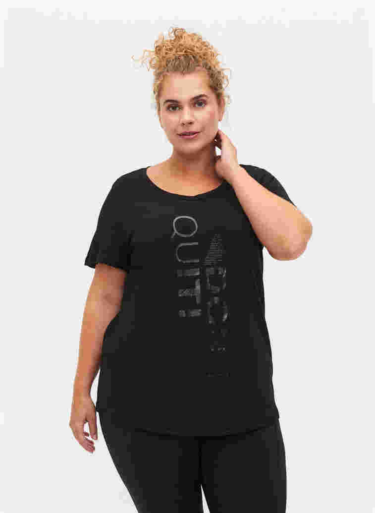 Trainingsshirt met print, Black Don't Quit , Model