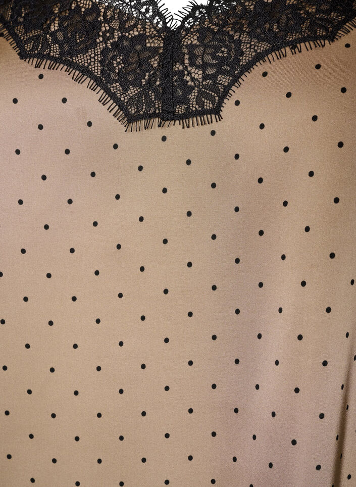 Top met bandjes en een kanten asymmetrische zoom, Beige, Packshot image number 2
