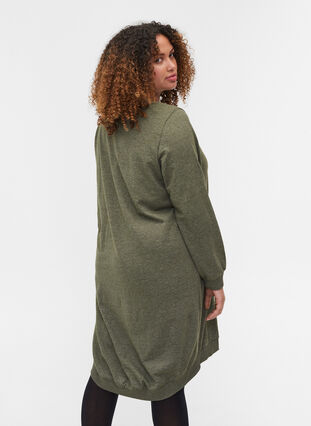 Gemêleerde sweaterjurk met zakken, Ivy Green, Model image number 1