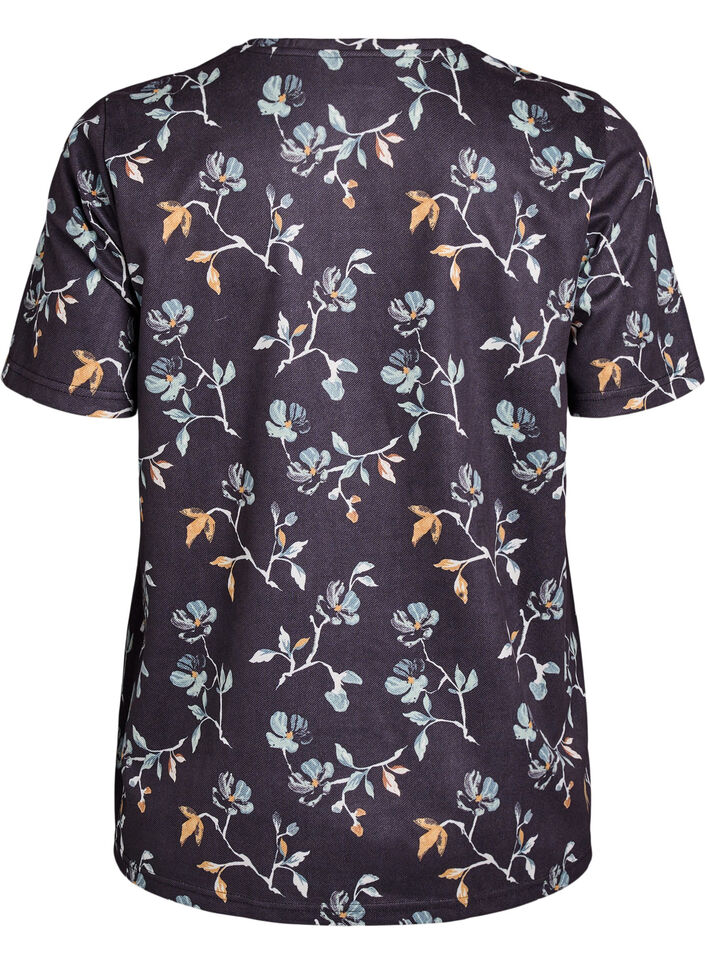 FLASH - T-shirt met bloemenprint, Zwart, Packshot image number 1