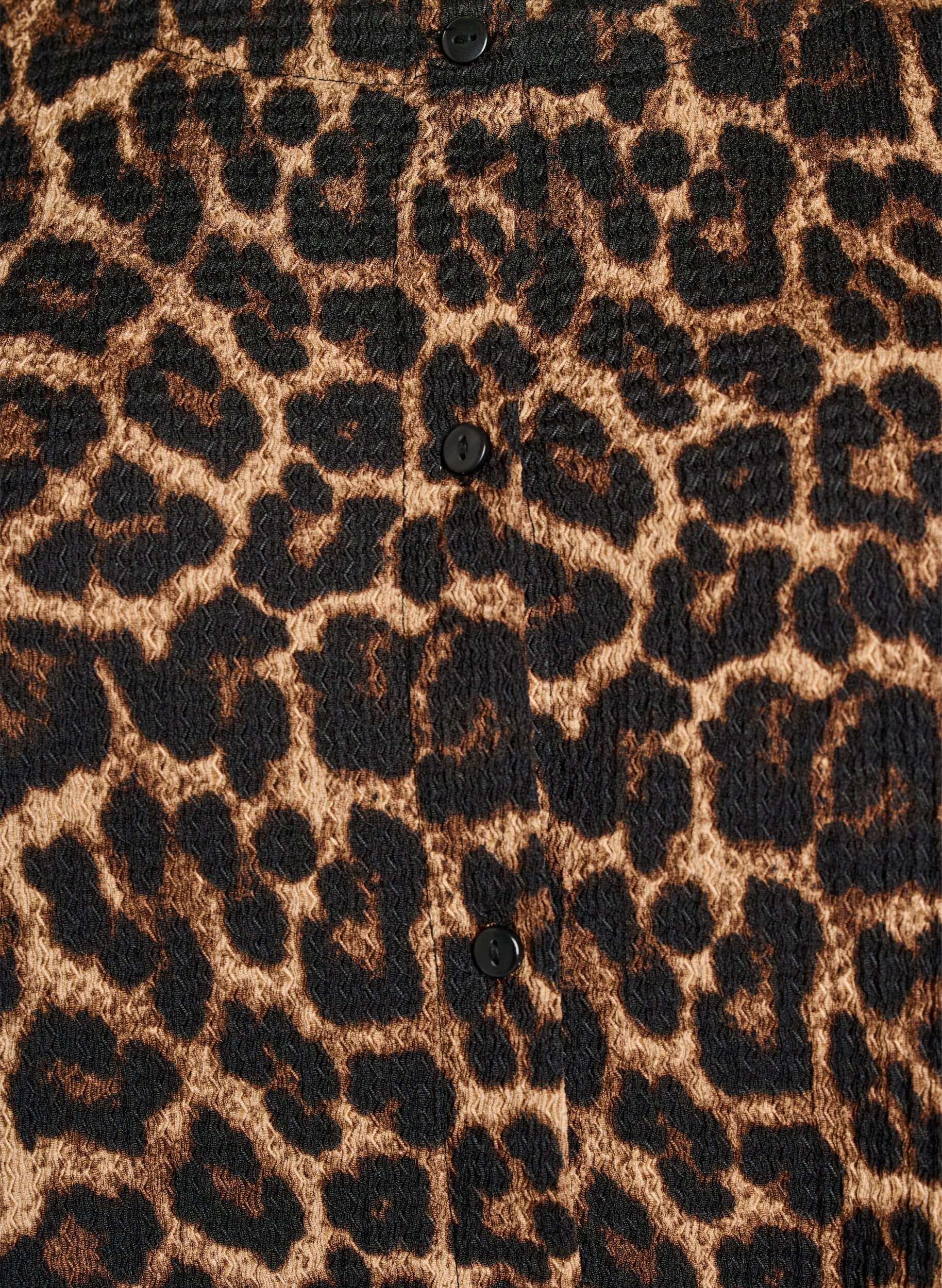 Zizzi Blouse met korte mouwen, structuur en knoopsluiting, Zwart, Packshot image number 2