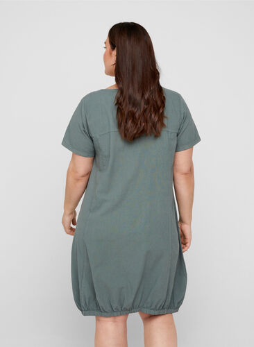 Katoenen jurk met korte mouwen, Balsam Green, Model image number 1