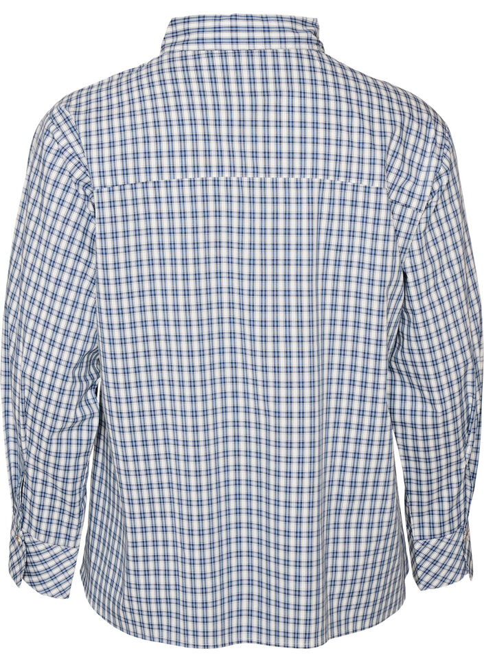 Losvallend geruit overhemd met strikceintuur, Blauw, Packshot image number 1