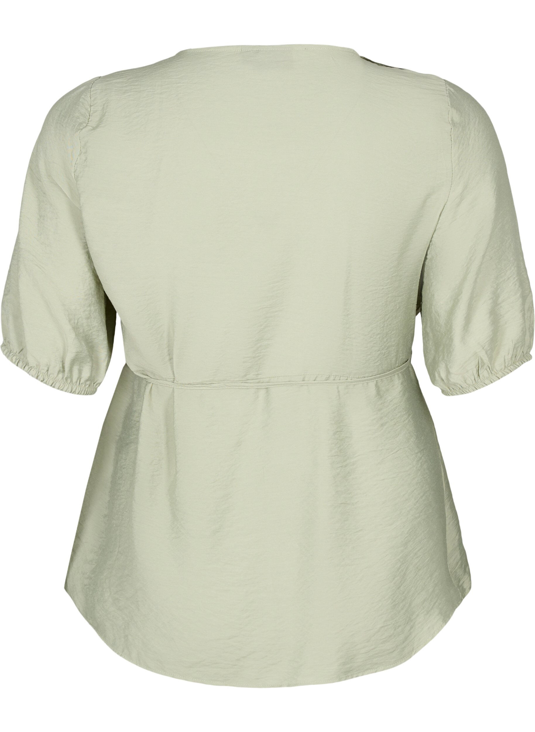 Zizzi Wikkelblouse van viscose met korte mouw, Seagrass , Packshot image number 1