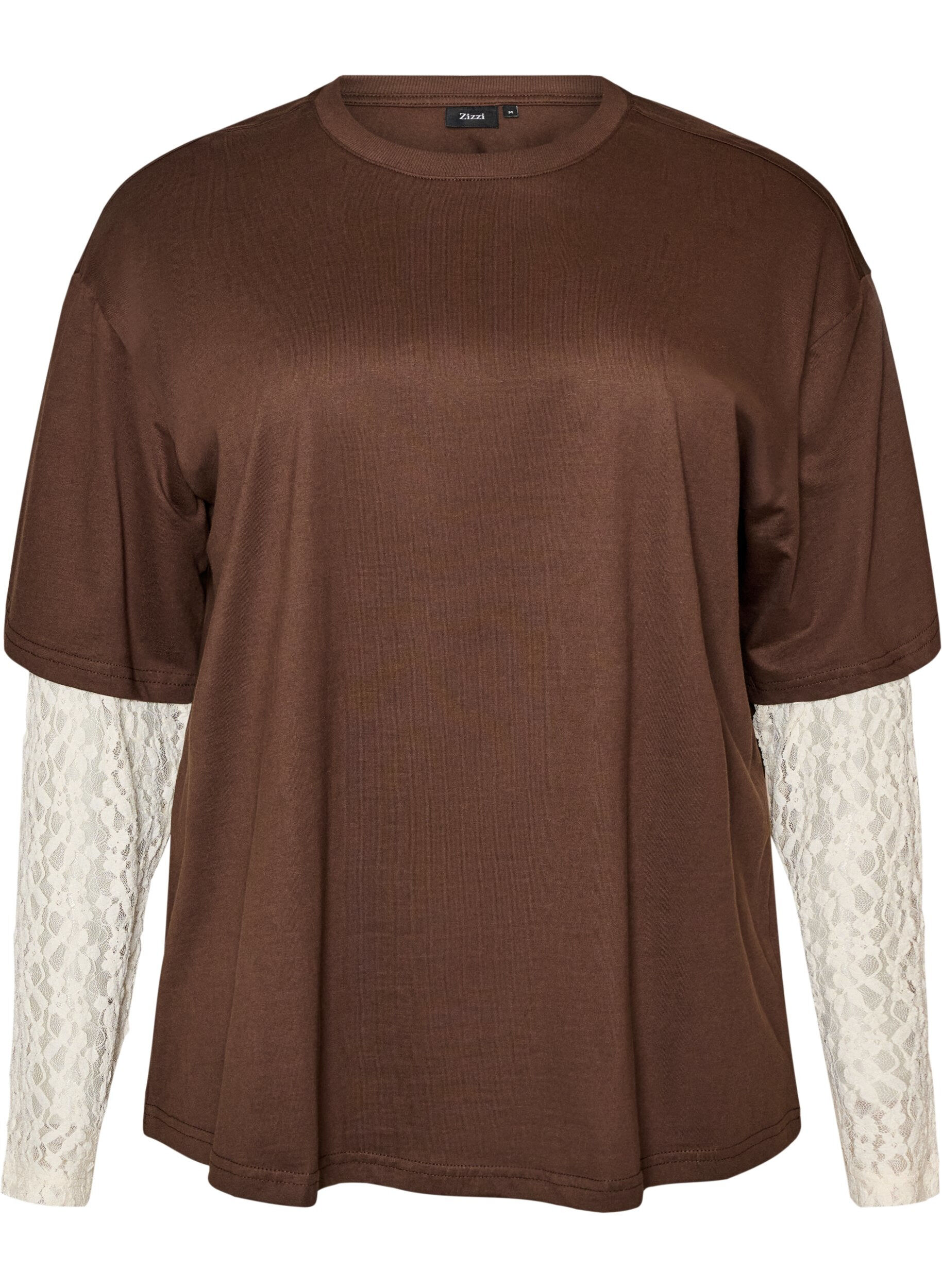 ZizziLos T-shirt met lange kanten mouwen, Bruin, Packshot image number 0