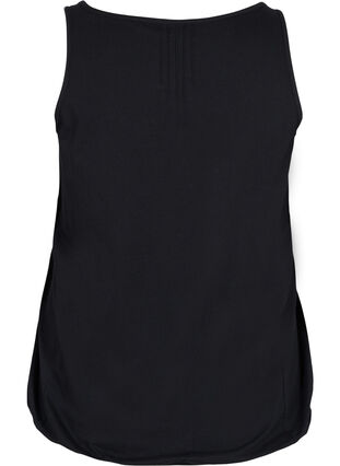 Katoenen top met elastiek in de onderkant en effen kleur, Black, Packshot image number 1
