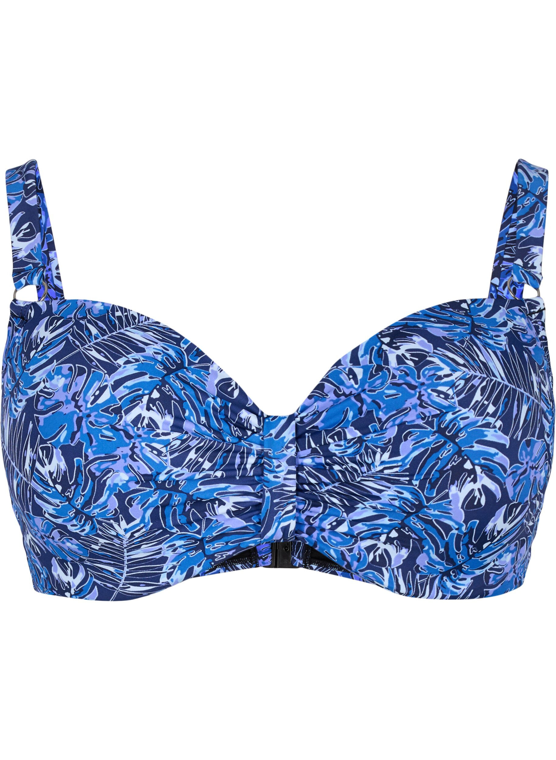 Zizzi Bikinitop met beugel en patroon, Blauw, Packshot image number 0