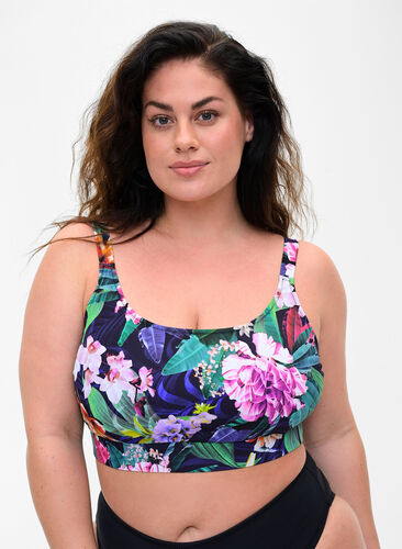 Bikini top met verstelbare schouderbandjes, Flower Print, Model image number 0