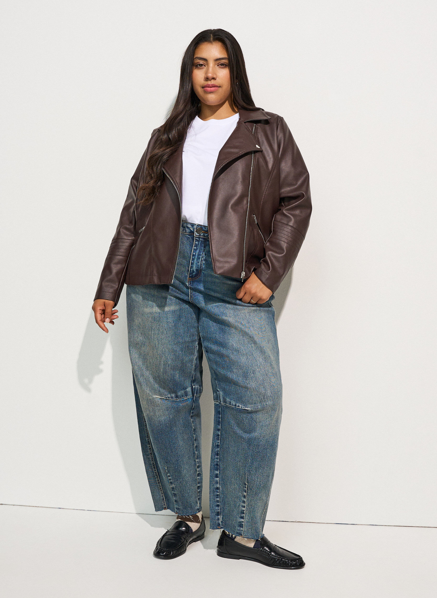 ZizziBikerjack in imitatieleer, Bruin, Model image number 1