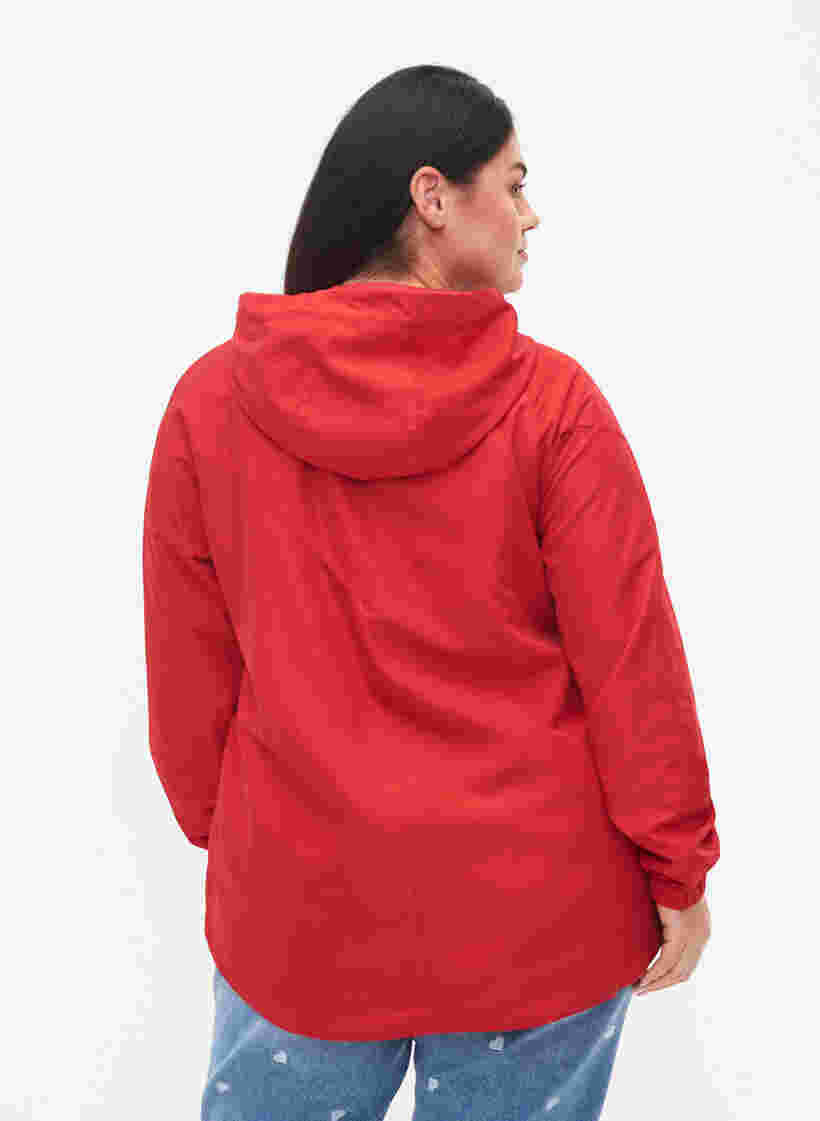 Korte jas met capuchon en verstelbare onderkant, Tango Red, Model image number 1