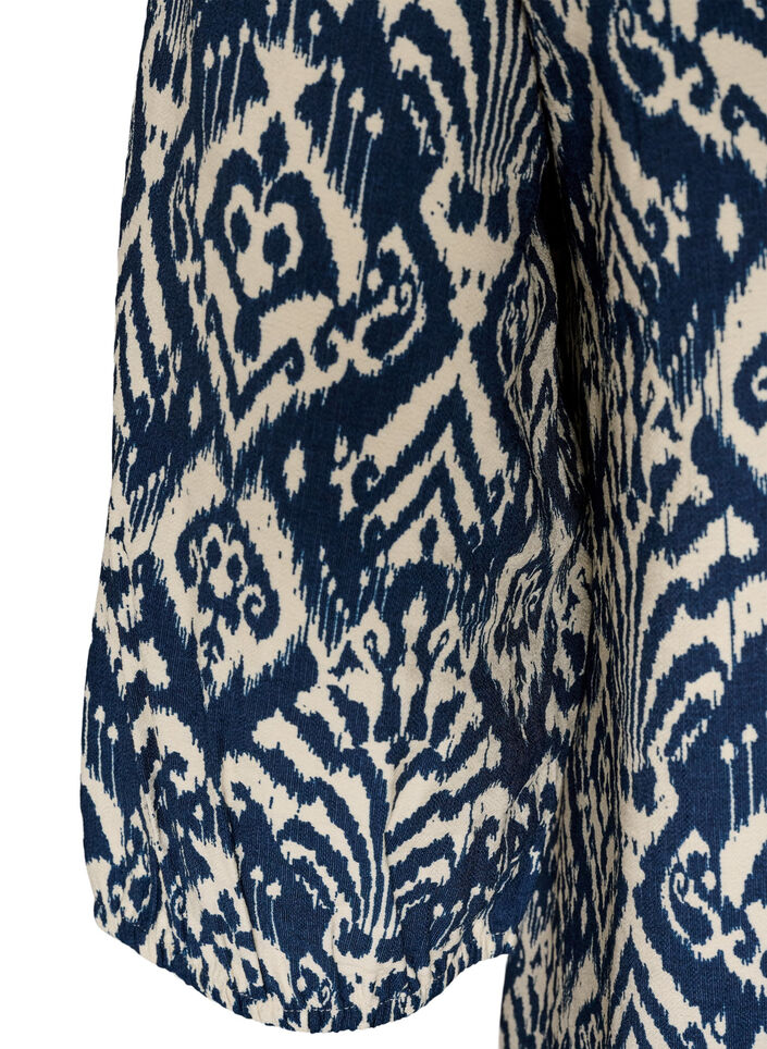 Blouse van viscose met patroon en 3/4-mouwen, Blauw, Packshot image number 3