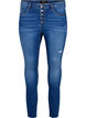 Amy jeans met hoge taille en knopen, Blue denim, Packshot image number 0