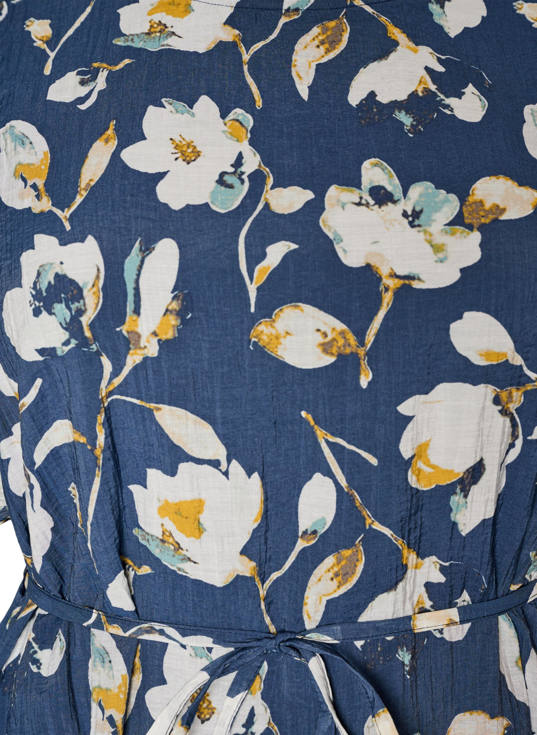 ZizziEnkellange jurk met vlindermouwen en strikceintuur, Blauw, Packshot image number 2