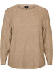 Gem&ecirc;leerde gebreide blouse met ronde hals, Beige, Packshot image number 0