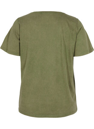 Katoenen t-shirt met acid wash en steentjes, Ivy Green Wash, Packshot image number 1
