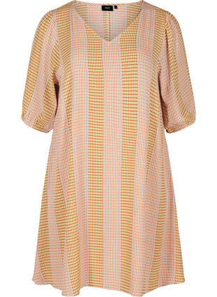 Viscose jurk met print en v-hals, Apple Cinnamon AOP, Packshot image number 0
