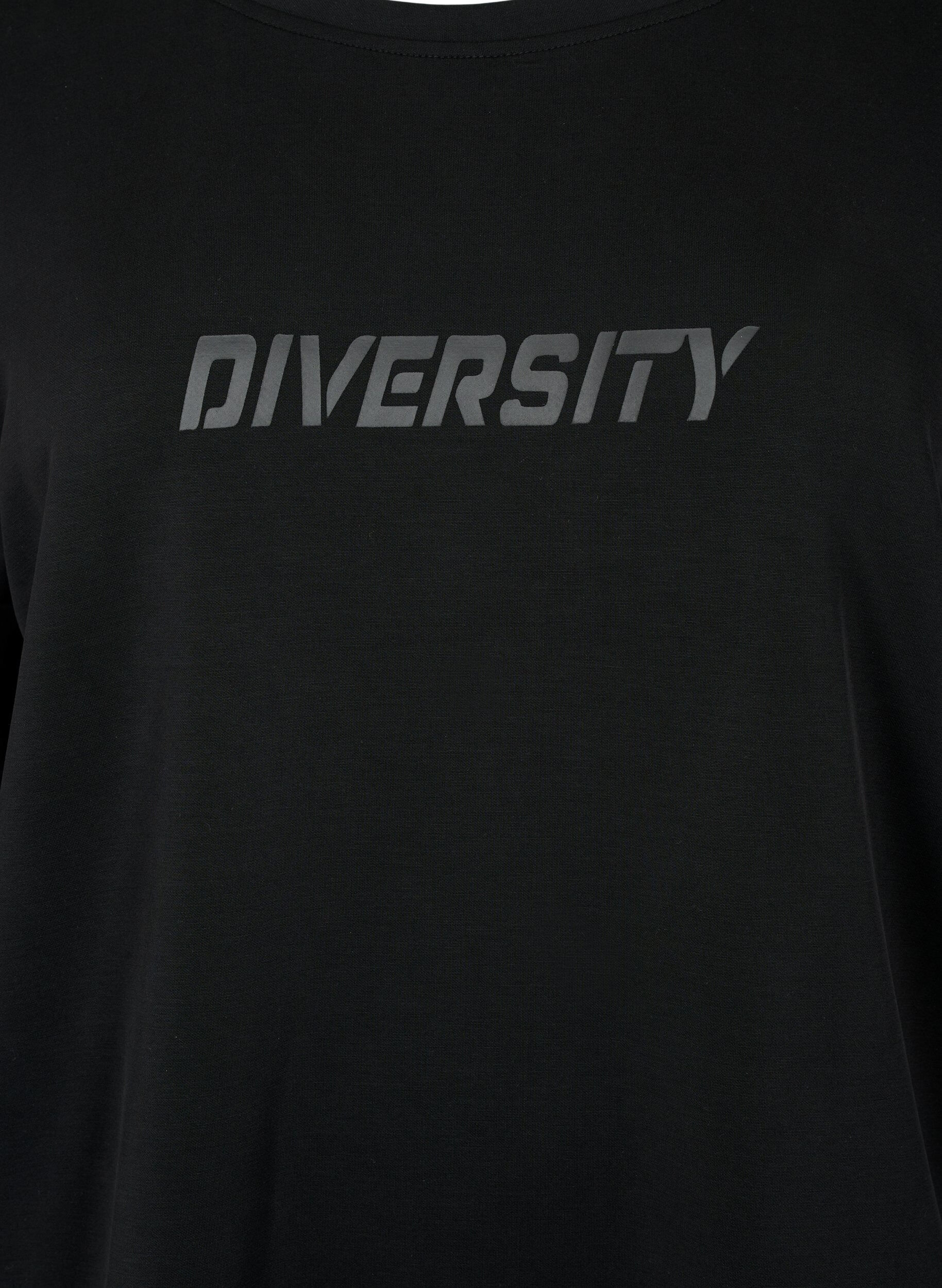 Zizzi Sweatshirt met tekstprint, Black, Packshot image number 2