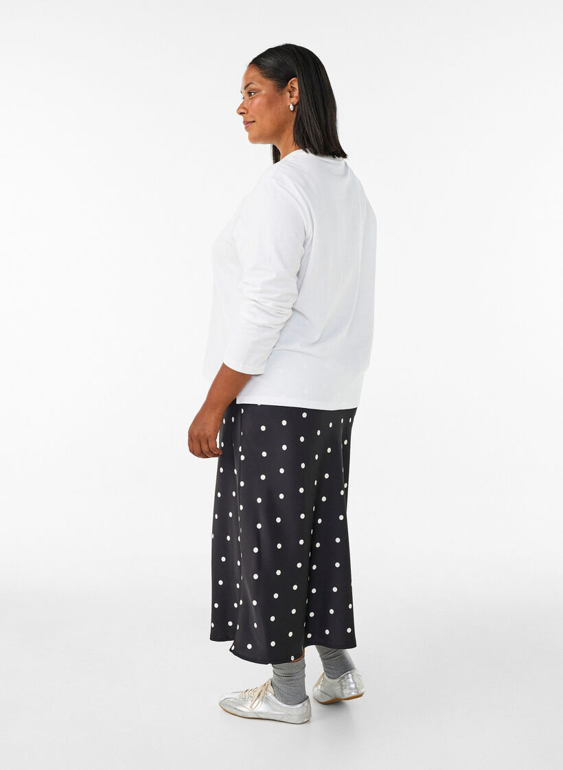 Satijnen midi rok, Zwart, Model image number 1