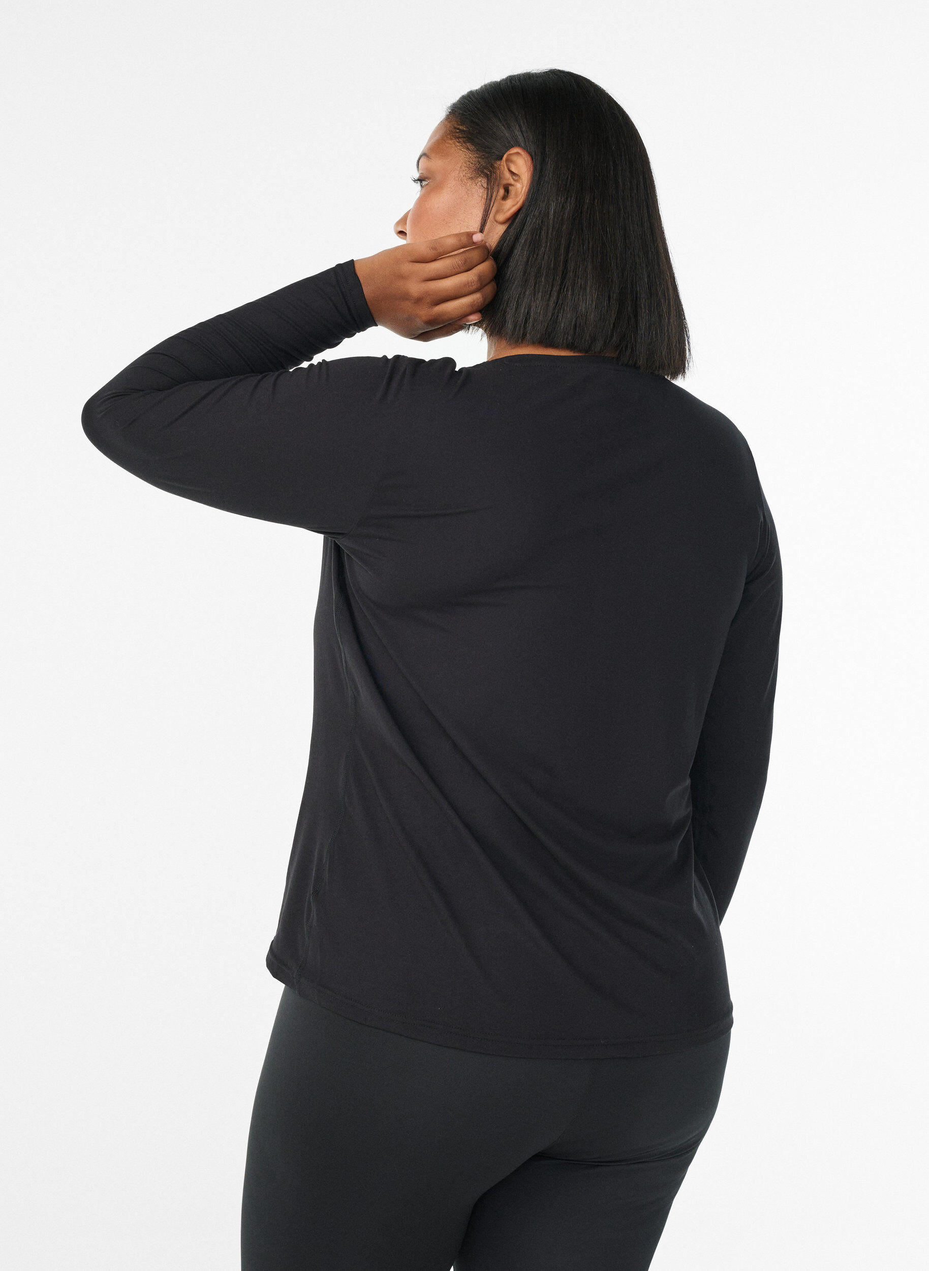 Zizzi Sportblouse met lange mouwen, Zwart, Model image number 2