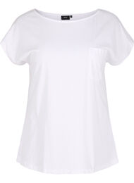 T-shirt van biologisch katoen met borstzakje, Bright White