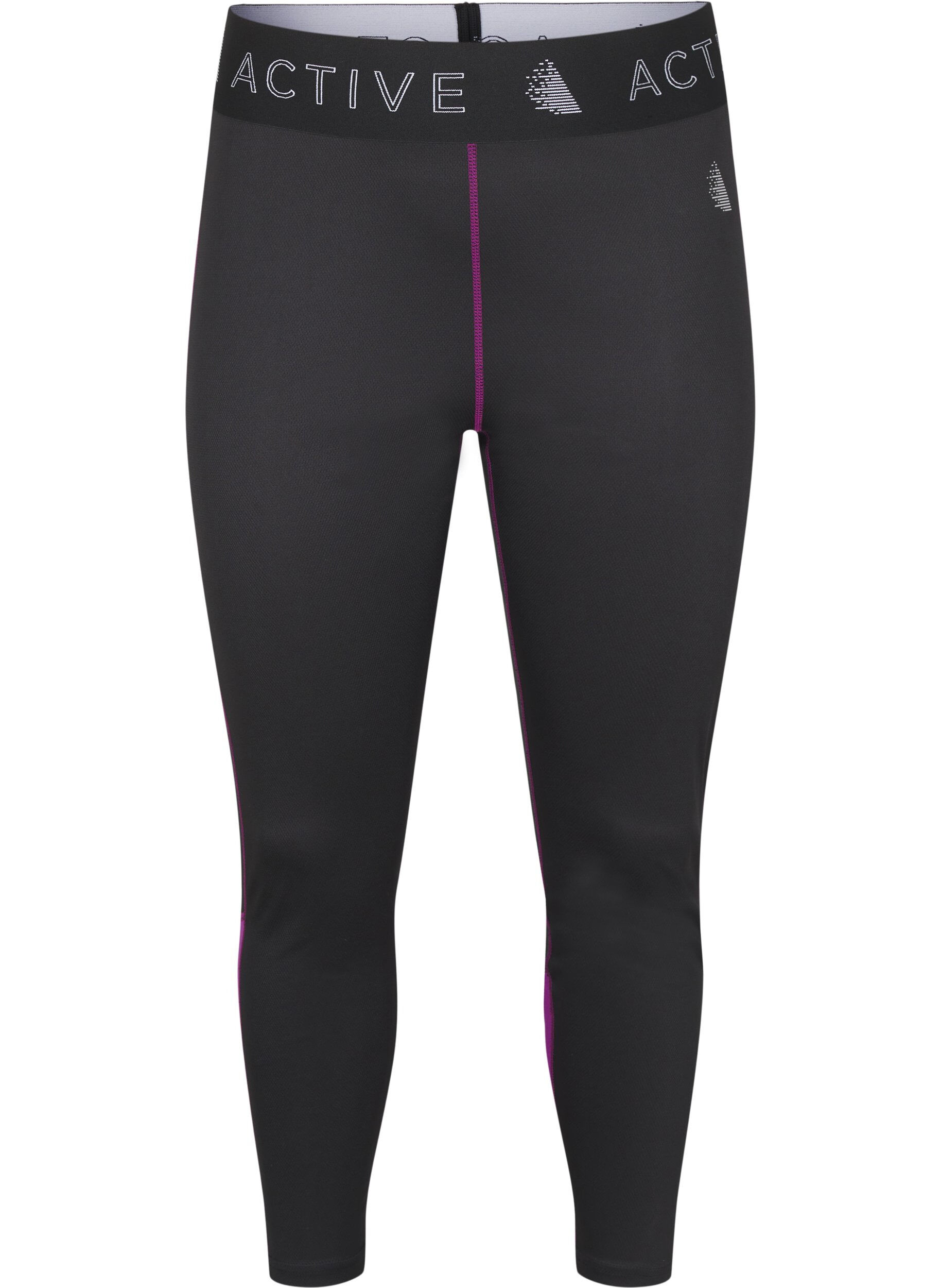 Zizzi Baselayer broek met contrastdetails, Black w. Charisma, Packshot image number 0